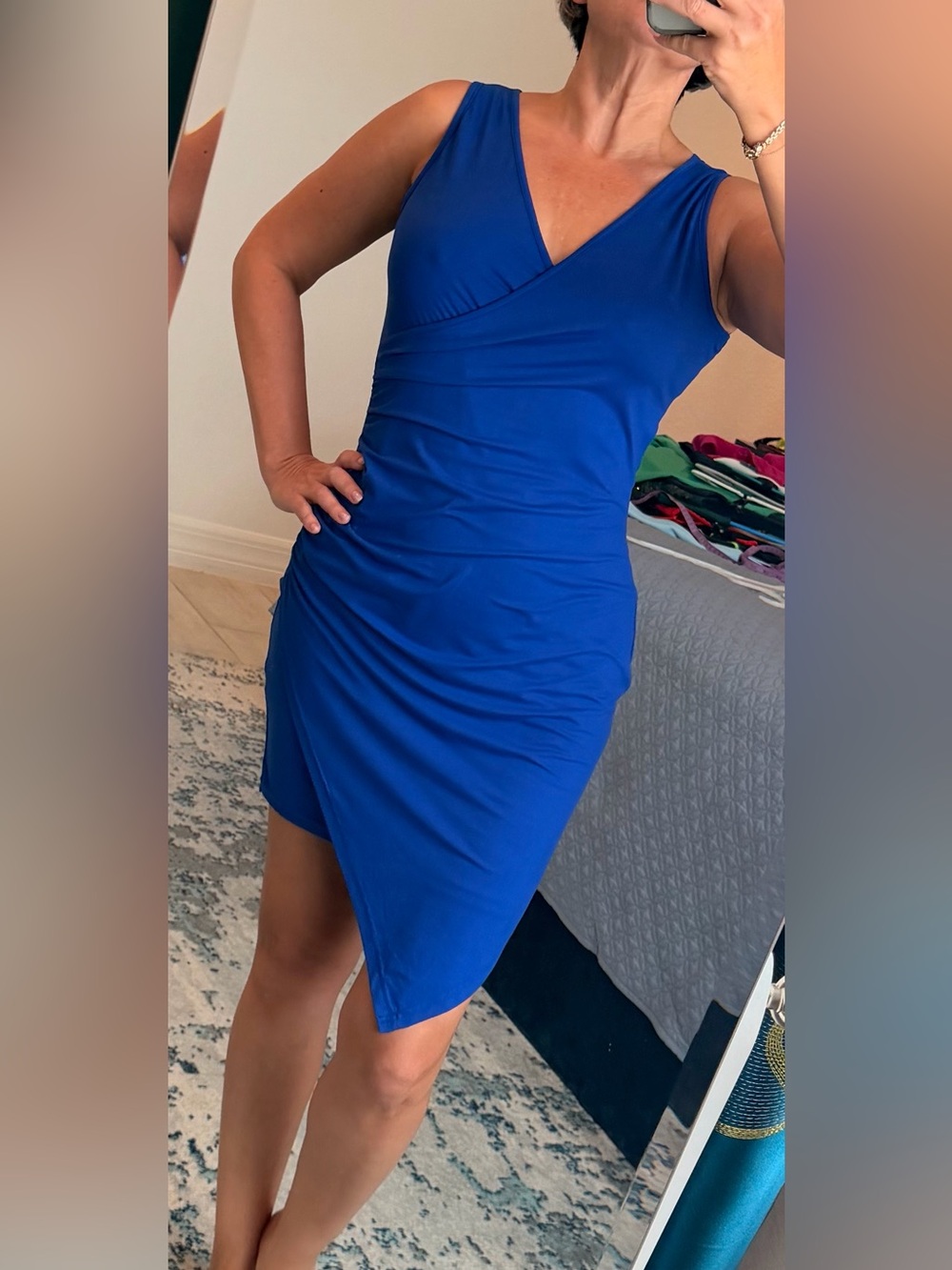 Royal Blue Asymmetric Bodycon Dress